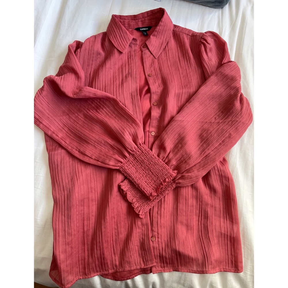 Express Smocked cuff portofino shirt